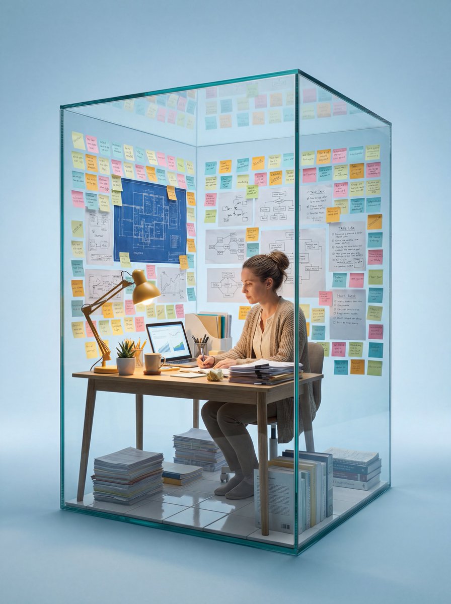 Hyper-realistic macro photography of a professional inside a minimalist glass AI image prompt example