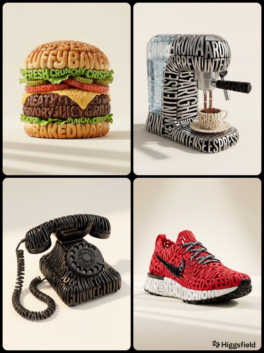 Hyper-Realistic 3D Typographic Sculpture in Commercial Advertising Style AI image prompt example