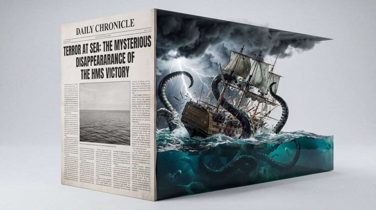 3D Rectangular Diorama Block with Newspaper Front Panel in Studio Render AI image prompt example 4