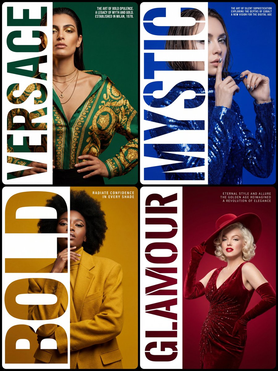 High-Fashion Editorial Typography Poster with Masked Subject AI image prompt example
