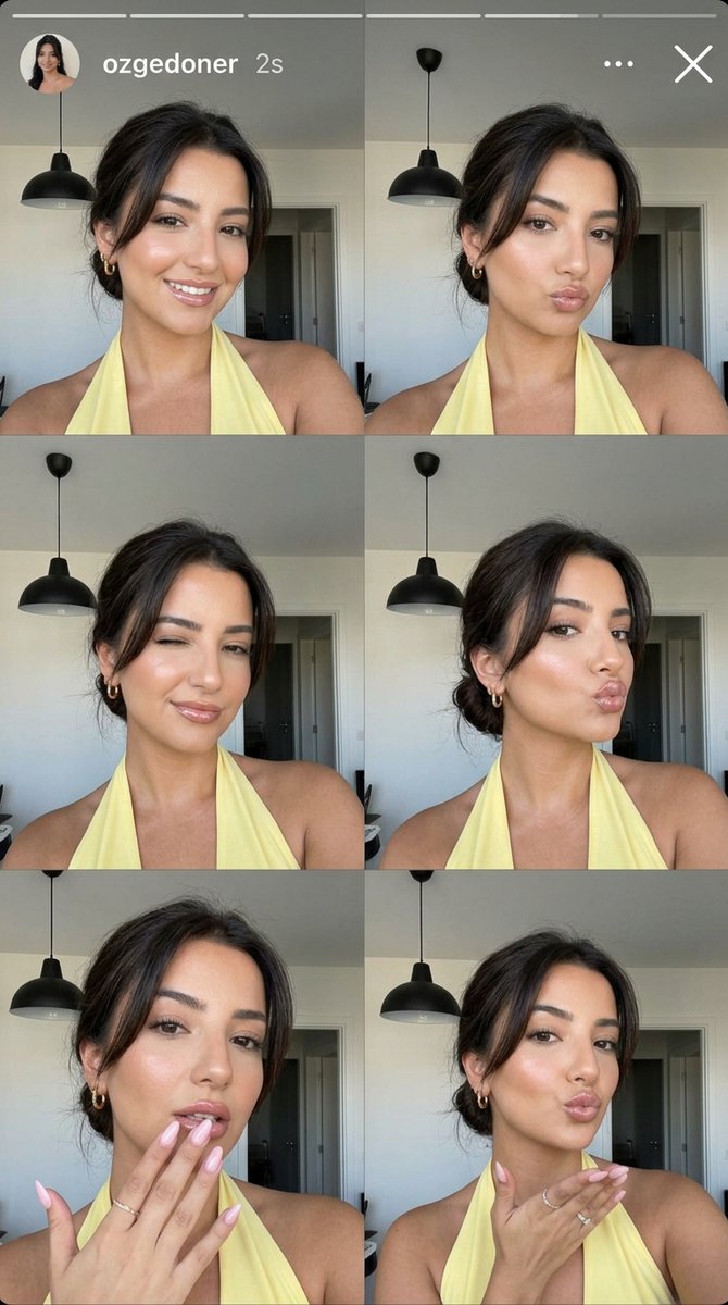 Ultra-Photorealistic Instagram Story Selfie Collage of a Young Woman AI image prompt example