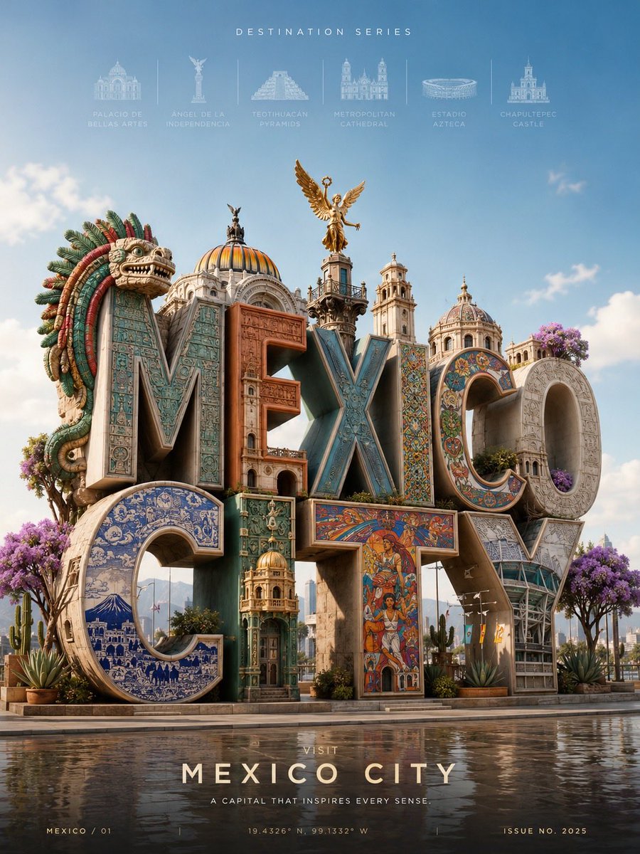 3D Sculptural Typography Travel Poster for New York City AI image prompt example 3