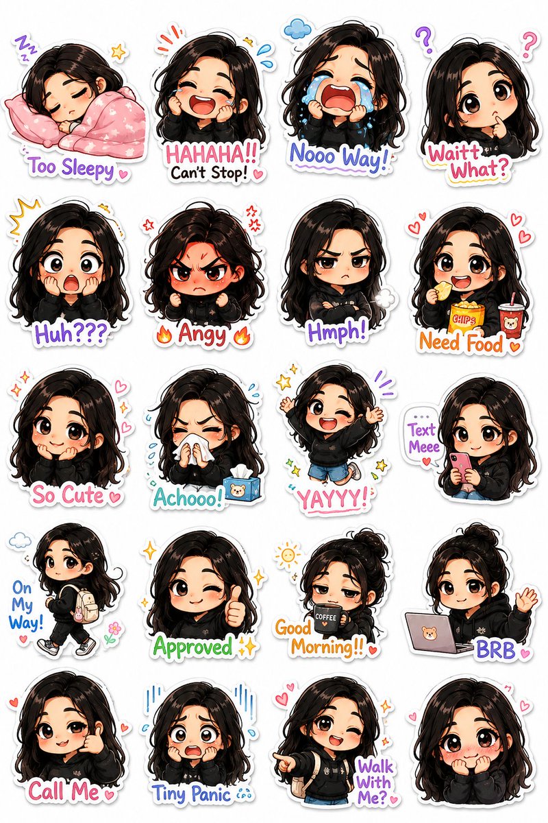 Premium Kawaii-Style Chibi Sticker Pack from Your Photo AI image prompt example
