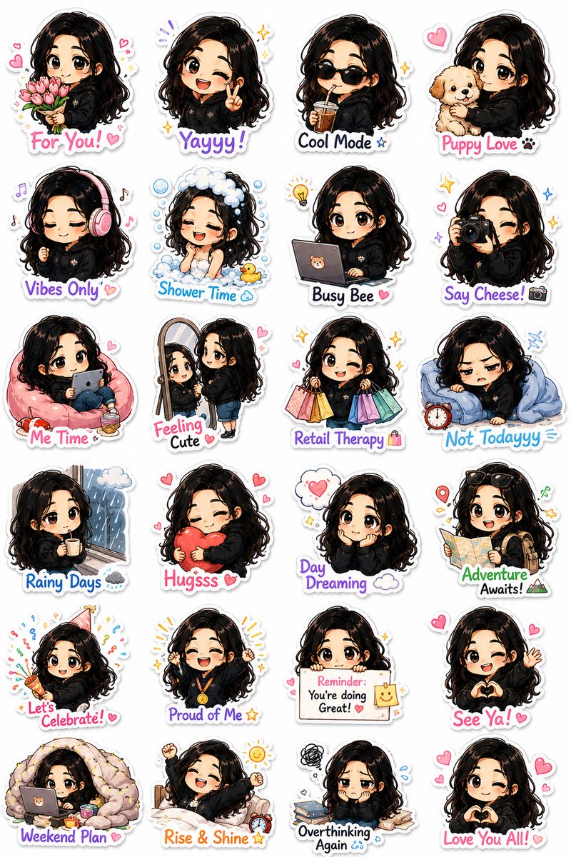 Premium Kawaii-Style Chibi Sticker Pack from Your Photo AI image prompt example 2
