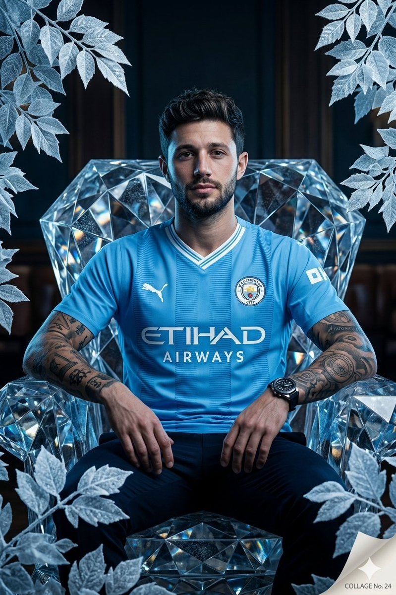 Cinematic Editorial Sports Photography: Football Player on Diamond Throne AI image prompt example