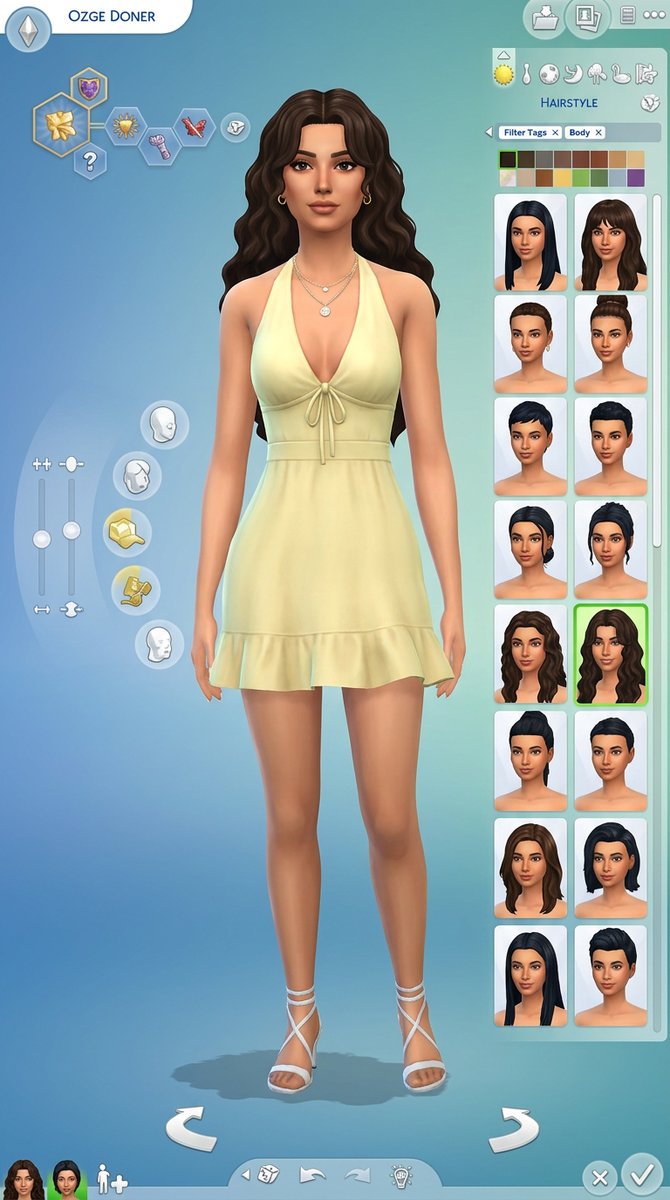 Sims 4 CAS Interface Screenshot with Stylized Female Character AI image prompt example